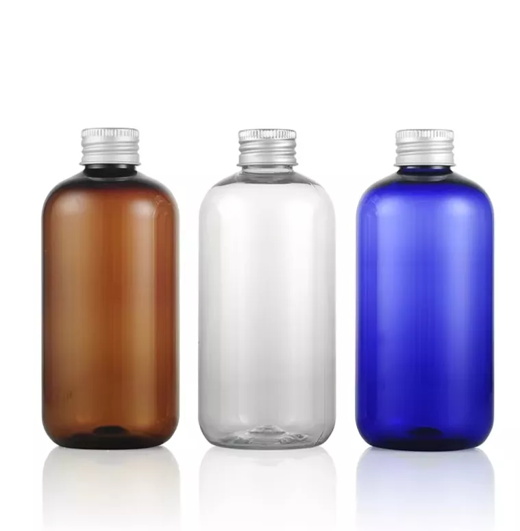 PET Boston Round Bottles With Silver Caps